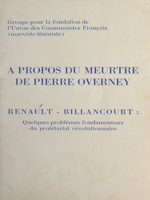 cover image of À propos du meurtre de Pierre Overney